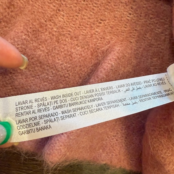 Zara Alpaca + Wool Blend Ruffle Trim Sweater Pink 45132 - Picture 9 of 10